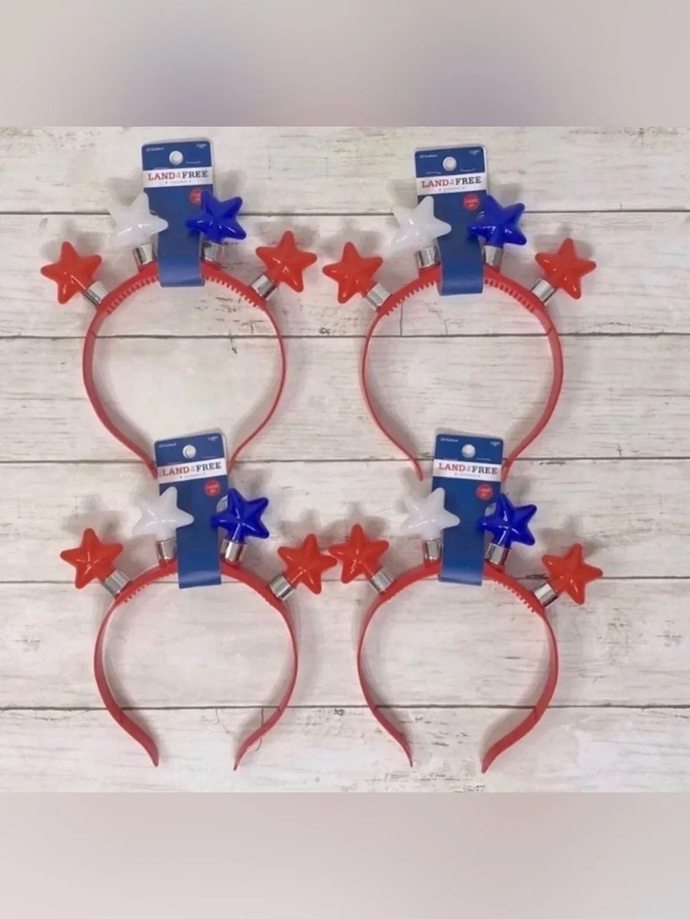NWT 4 Fourth Of July LED Star Crown Headbands